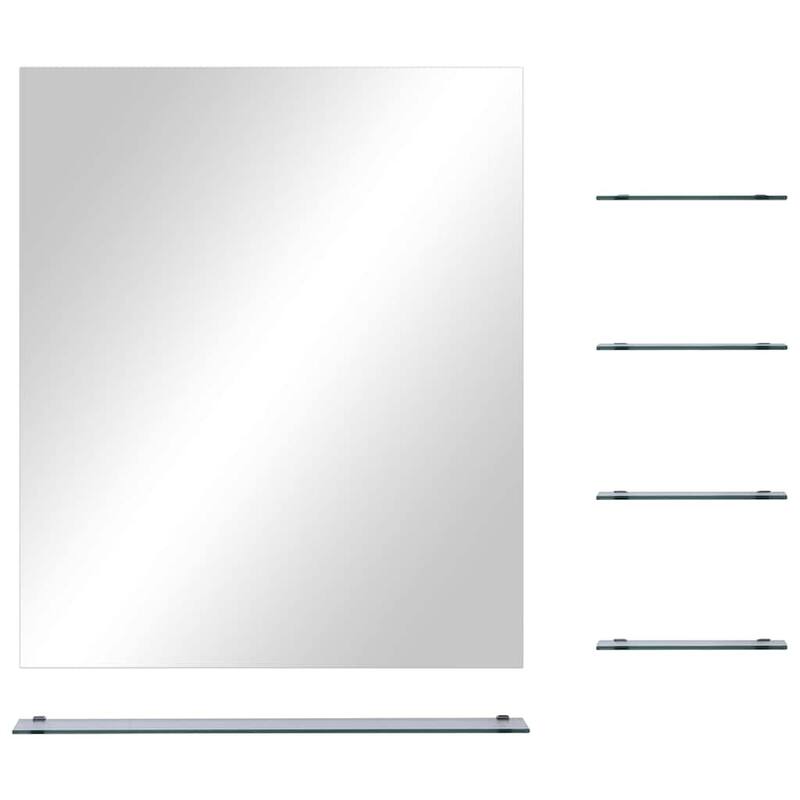 vidaXL Wall Mirror Silver Tempered Glass 19.7 x 23.6 in Wall Mirror - 19.7 x 23.6 x 3.9 in