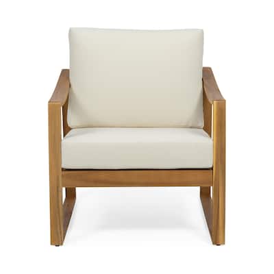 Samwell Acacia Wood Outdoor Club Chair with Cushion by Christopher Knight Home