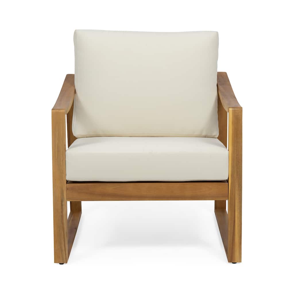 Samwell Acacia Wood Outdoor Club Chair with Cushion by Christopher Knight Home