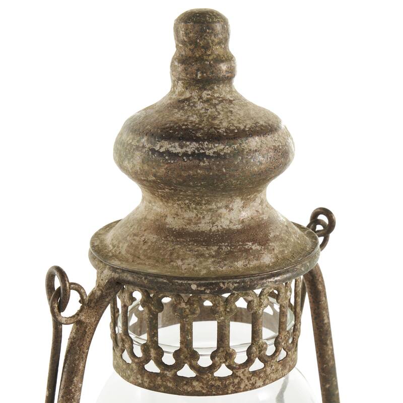Metal Distressed Antique Style Lantern Room Accent Lamp - Bronze - Roche River Decor
