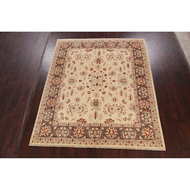 Floral Peshawar Oriental Area Rug Handmade Traditional Wool Carpet - 8'2" x 9'10"