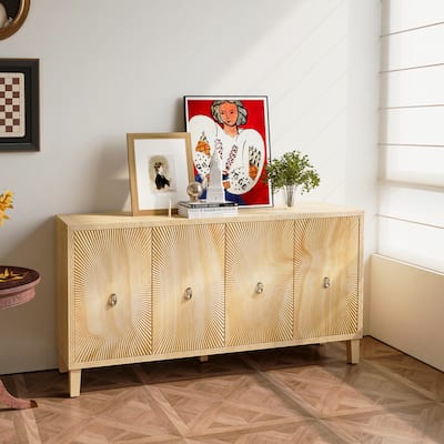Vintage Style Buffets and Sideboard,Wood Buffet Cabinet with Adjustable Shelves,Sideboard