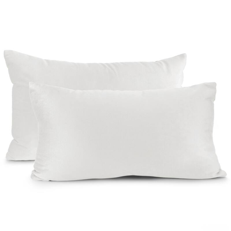 Porch & Den Cosner Microfiber Velvet Throw Pillow Covers (Set of 2) - 12" x 20" - White