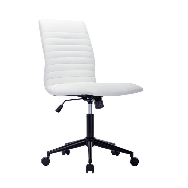 Porthos Home Bron Faux Leather Armless Office Chair with Steel Roller Base, Tilt Mechanism