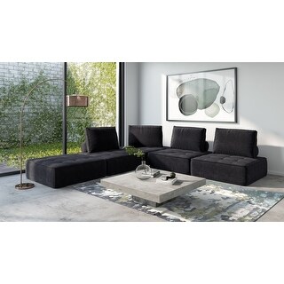 Divani Casa Nolden Modern Black Fabric Sectional Sofa