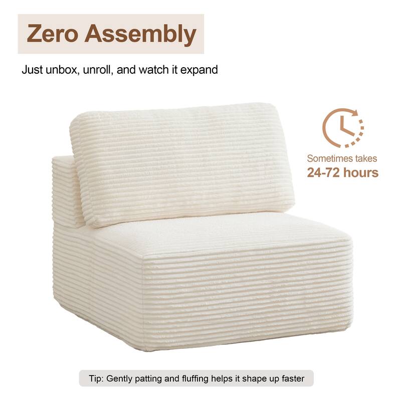 Modular Sectional Sofa Corduroy Fabric Upholstery Armless Chair