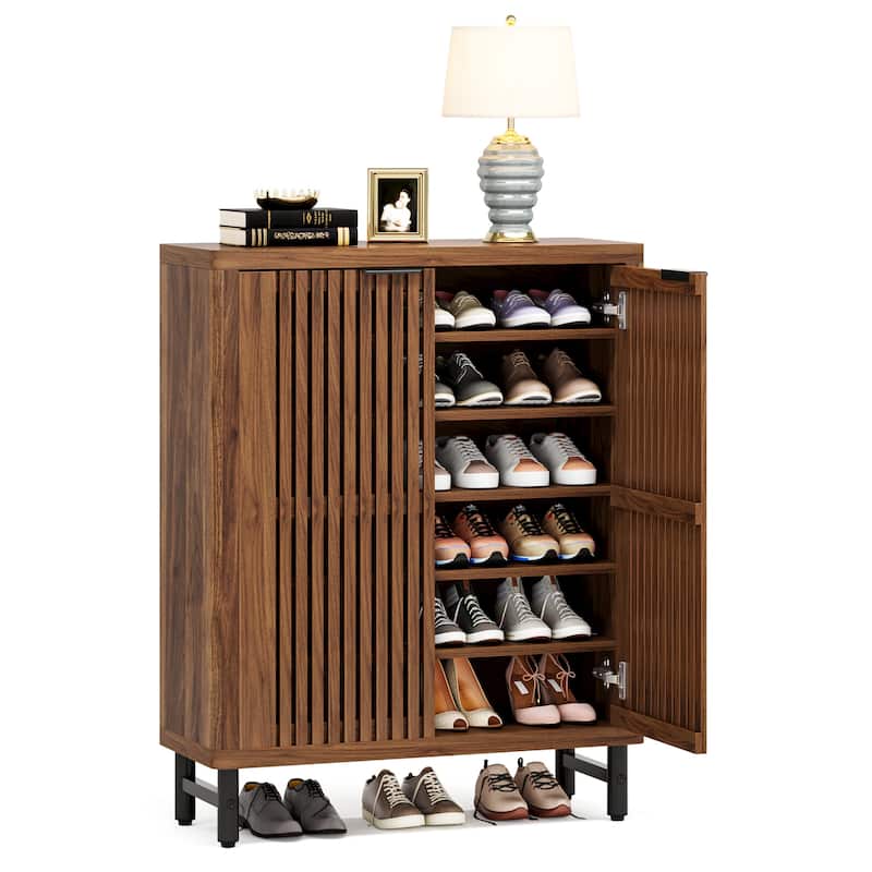 24 Pairs Shoe Storage Cabinet with Door for Entryway Living Room