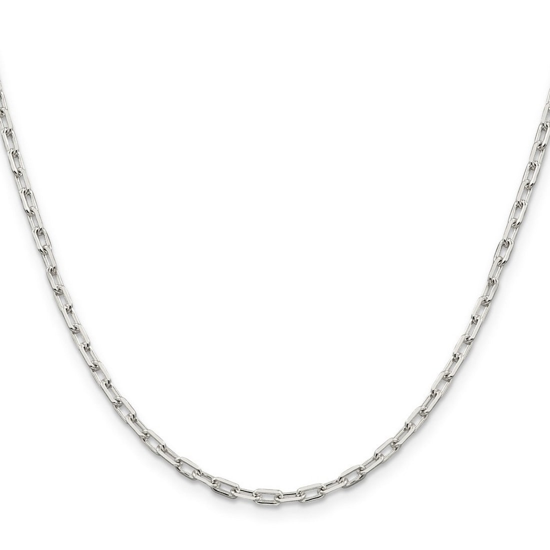Curata 925 Sterling Silver Solid Polished 2.75mm Paperclip Chain Necklace ()