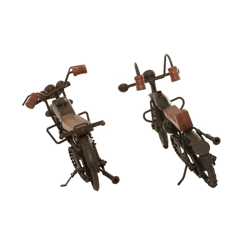Brown or Gold Metal Motorcycle Sculpture (Set of 2)