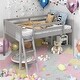 preview thumbnail 1 of 30, High Guardrail Design Wood Loft Bed, Ladder With Handrails, Slide With Shock Absorption,Twin Size Gray