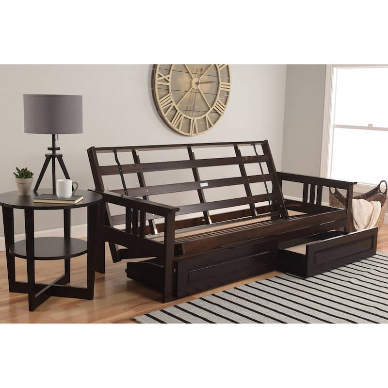 Somette Beli Mont Espresso Finish Hardwood Storage Drawer Futon Set