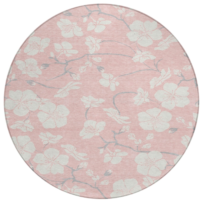 Machine Washable Indoor/ Outdoor Calm Floral Chantille Rug