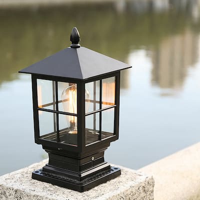 Waterproof Outdoor 1-Light Aluminum Black Post Light Lamp