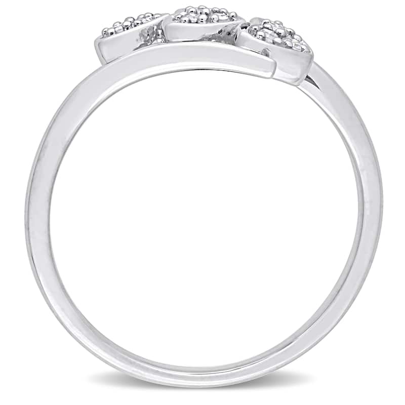 Miadora 1/10ct TDW Diamond Triple Heart Promise Ring in Sterling Silver
