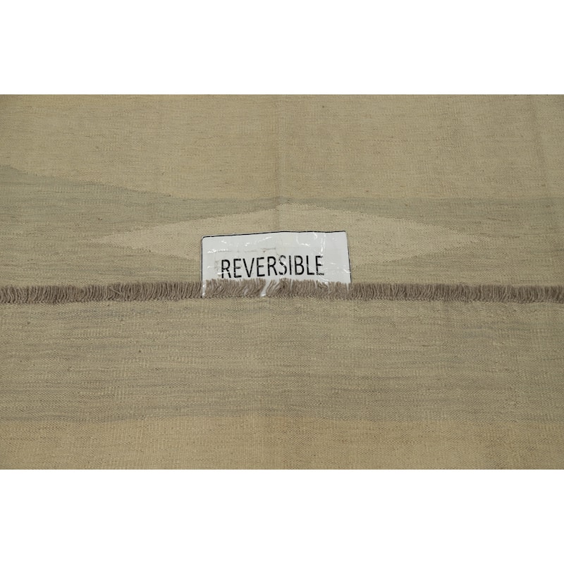 Hand Woven Oriental 100% Wool Carpet Southwestern Modern Beige & Ivories Kilim Area Rug - 8' 11'' X 5' 11''