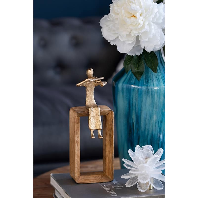 Musician Figure with Violin - 12.25" - Gold