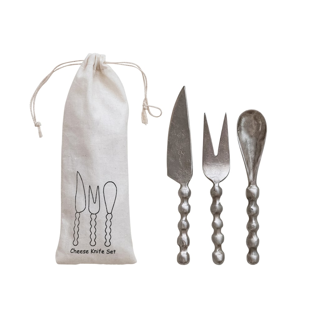 Hand-Forged Metal Cheese Knives Set