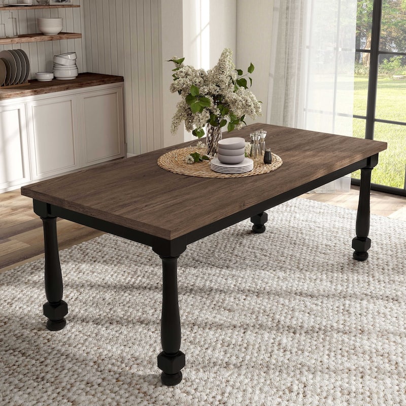 Furniture of America Lucan Modern Farmhouse Black Acacia Dining Table