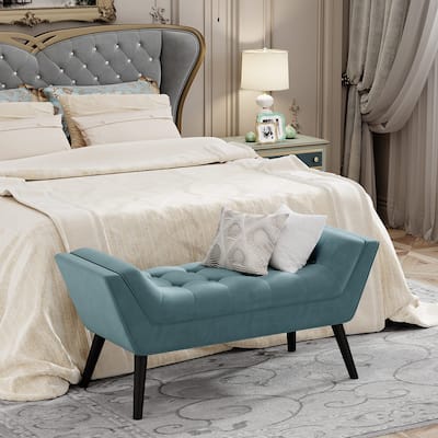 Andeworld end of bed bench Entryway Bench Modern Fabric Footstool for Hallway with Wooden Legs