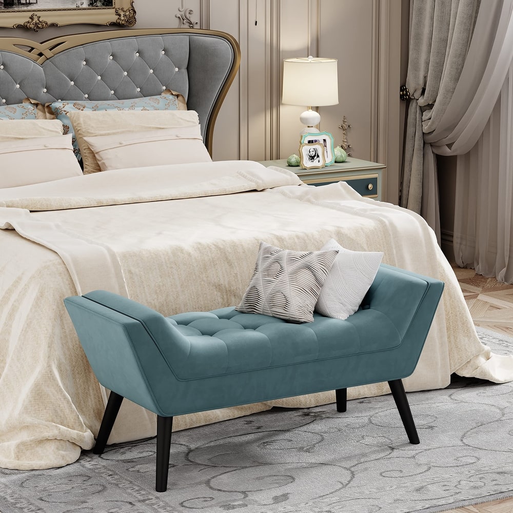 Andeworld end of bed bench Entryway Bench Modern Fabric Footstool for Hallway with Wooden Legs