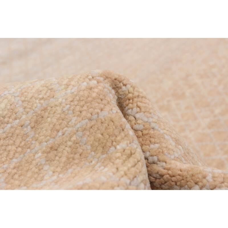 ECARPETGALLERY Hand-knotted Silk Shadow Beige, Brown Wool Rug - 9'0 x 12'4