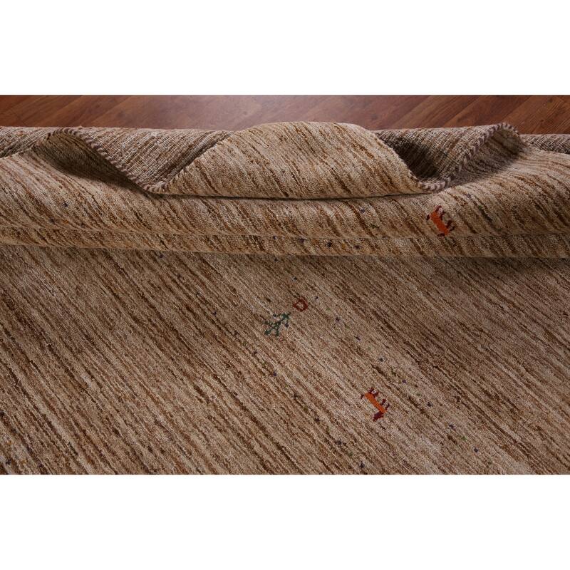 Hand Knotted Oriental 100% Wool Carpet Tribal Tribal Brown Gabbeh Area Rug - 9' 5'' X 8' 1''
