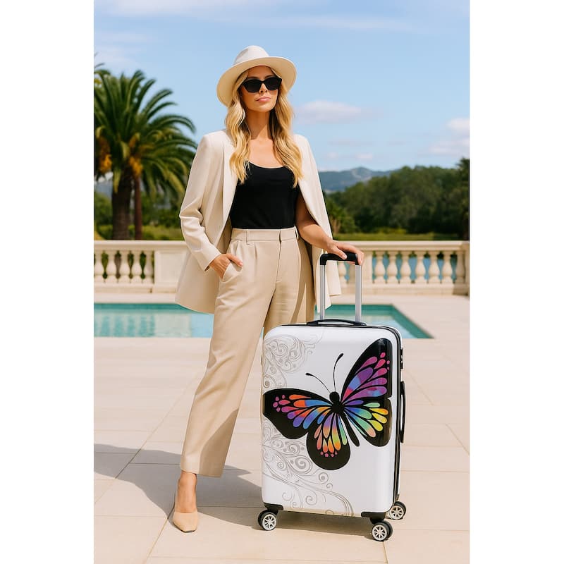 World Traveler Butterfly 24-inch Expandable Hardside Spinner Suitcase