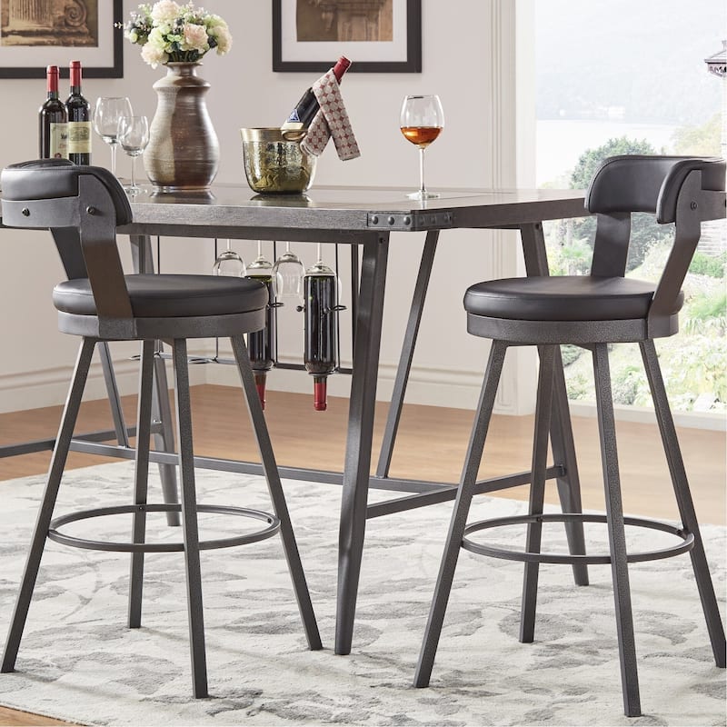 Harley Faux Leather Graphite Grey Metal Swivel Stools (Set of 2) by iNSPIRE Q Modern