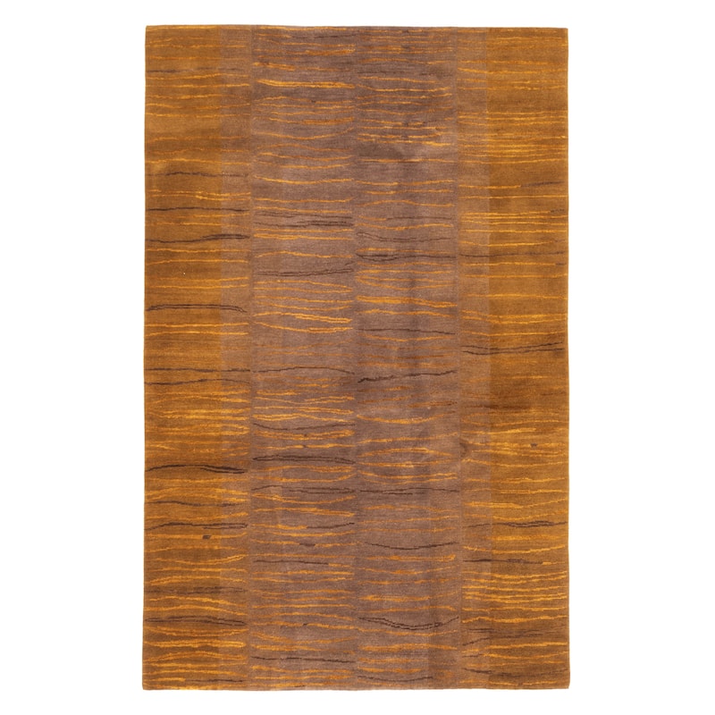 ECARPETGALLERY Hand-knotted Opulence Brown Silk, Wool Rug - 5'1 x 8'0