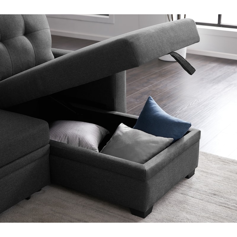 Upholstered Pull Out Sectional Sofa with Chaise - 82"W x 53"D x 34.5"H