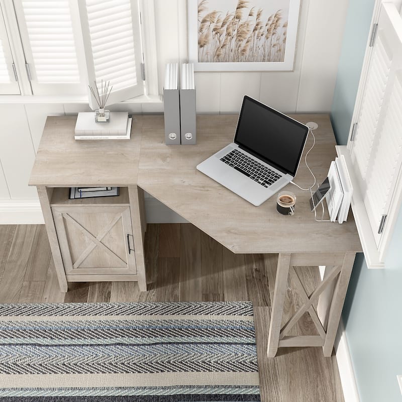 Bush Furniture Key West 54W Corner Computer Desk with Storage