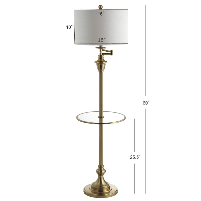 Luce 60" Metal/Glass LED Side Table and Floor Lamp, Chrome by JONATHAN Y - 60" H x 16" W x 16" D