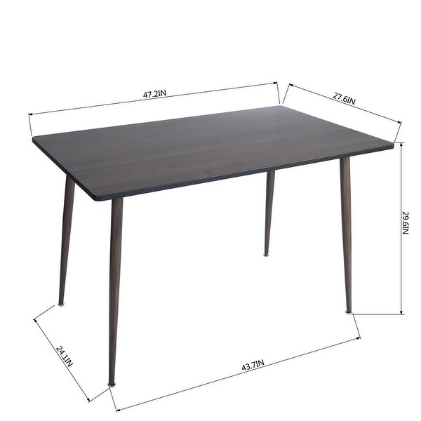 Furniture R 7-Pieces Mid-century Modern Rectangular Dining Set