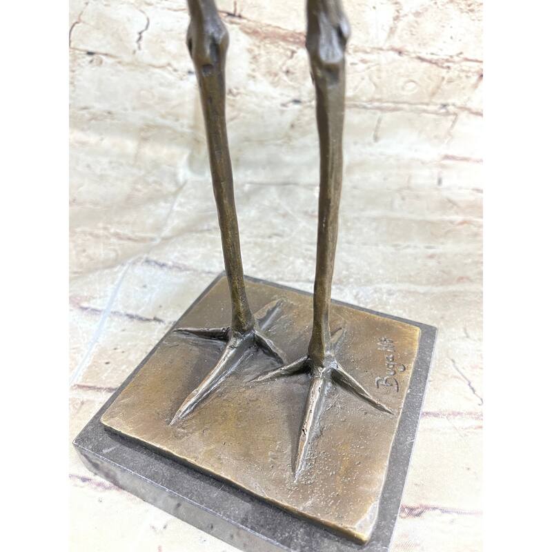 Hot Cast Bronze Stork Egret Bird Bronze Metal Statue Sculpture On Marble Base