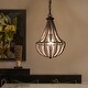 preview thumbnail 1 of 12, Farmhouse 1-Light Wood Beaded Mini Chandelier Boho Pendant for Kitchen Island - Dia. 10" x H 15"