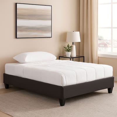 Cleo Queen Size Bed Frame, Solid Wood, Soft Dark Gray Linen Upholstery