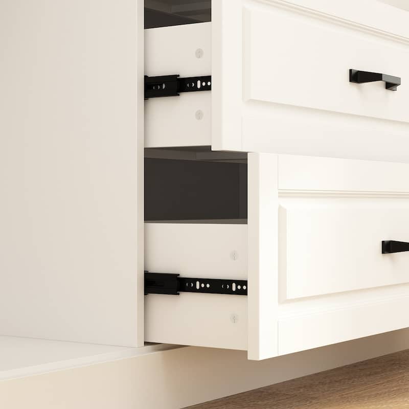 78.7"Modular White Curio Bookcase Cabinet w/Glass Doors Buffet Display