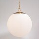 preview thumbnail 10 of 8, Linden 1L Gold Brass Mid-Century Modern Pendant Light White Globe Glass - 12-in W x 13.5-in H x 12-in D