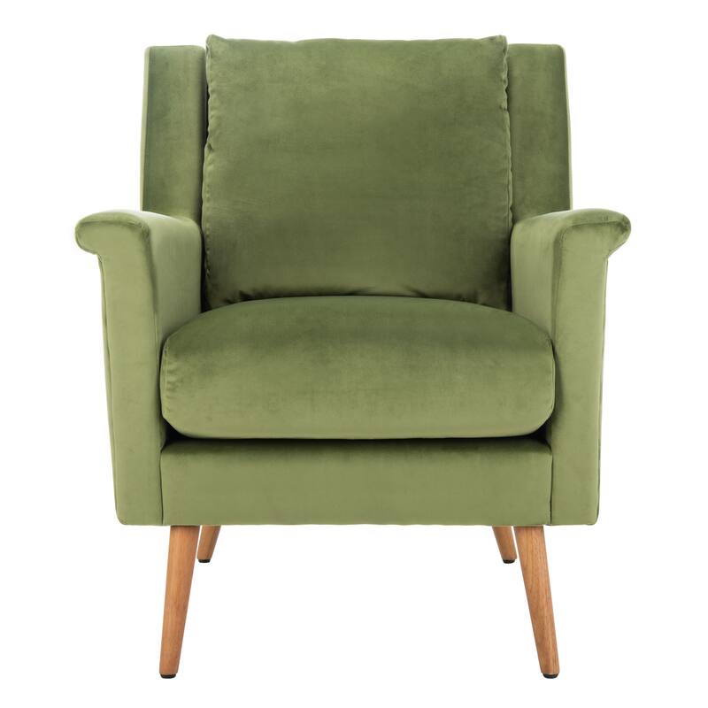 SAFAVIEH Anner Mid-Century Arm Chair - 28.7" x 28.4" x 33.9" - 29Wx28Dx34H - Olive/Natural