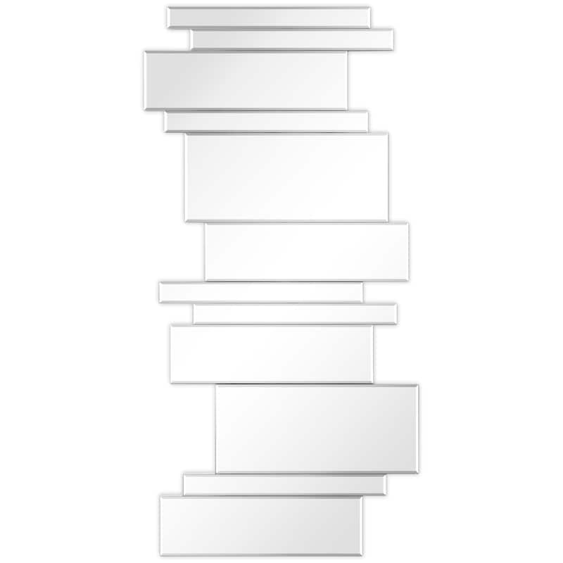 Empire Art Direct Silver Multipaneled Zigzags Beveled Wall Mirror - Clear - 24"x48"x0.7"