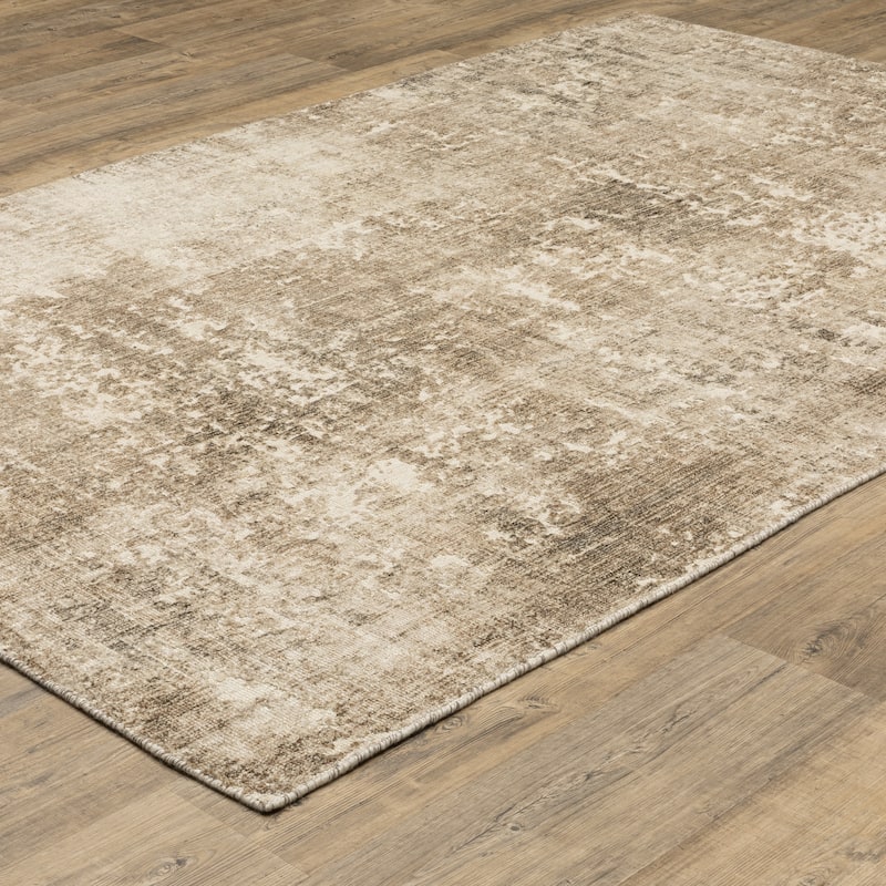 Somerset Textured Abstract Brown/ Beige Hand-made Wood Blend Area Rug