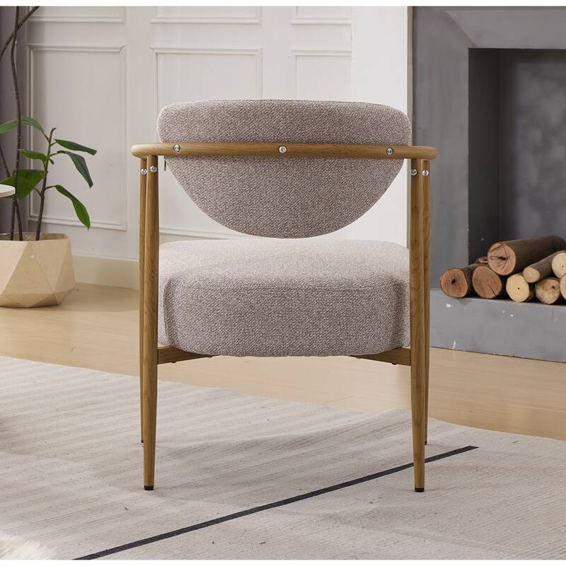Beige Vanity Chair Dining Chair Accent Chair Set of 2 Reception Chair Fabric Kitchen Chair with Metal Legs