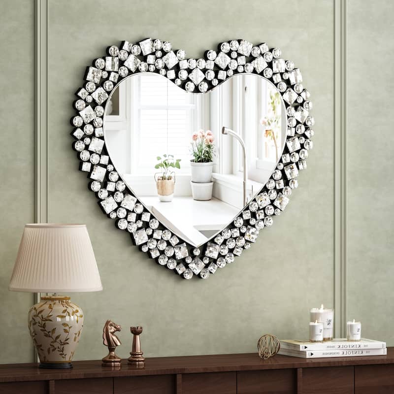 Crystal Accent Heart Wall Mirror