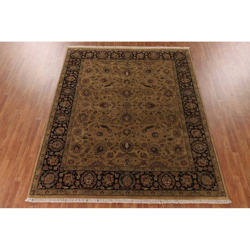 All-Over Floral Agra Oriental Area Rug Hand-Knotted Wool Carpet - 8'2"x 10'1"