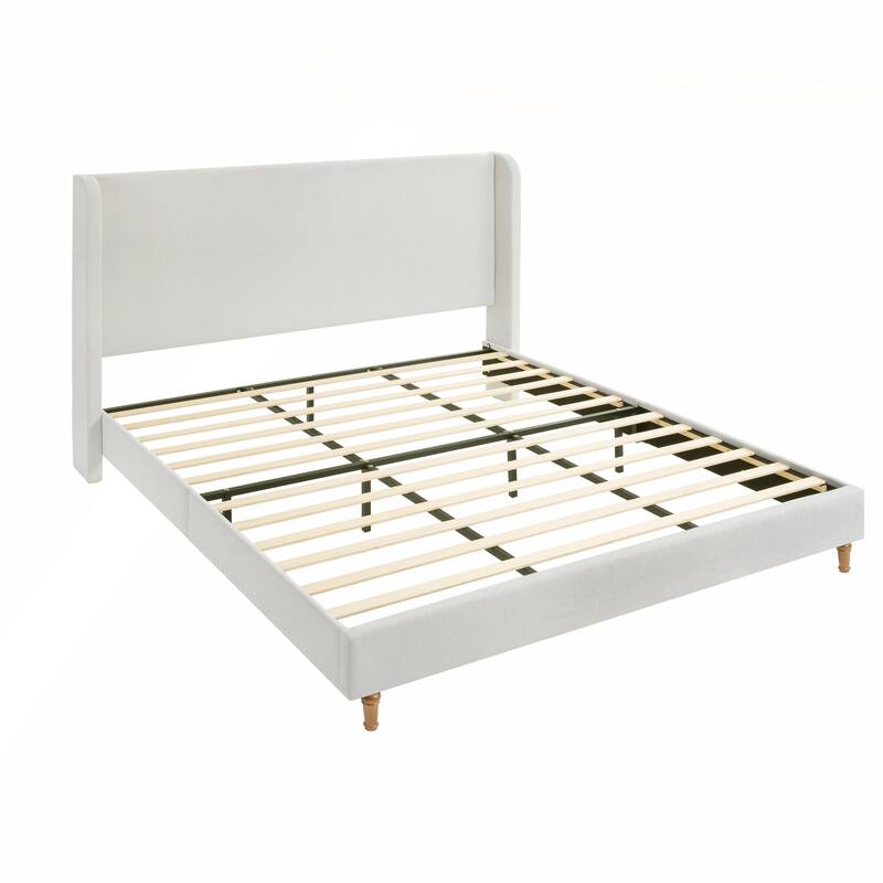 Queen Size Bed Frame High Headboard Upholstered Platform Bed