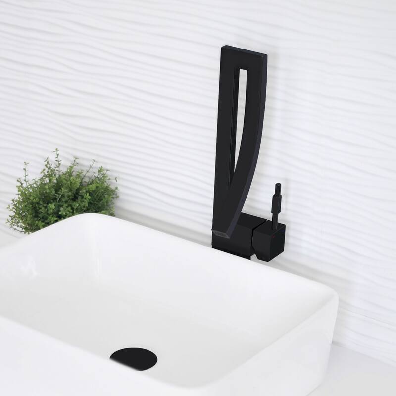 STYLISH Single Handle Bathroom Faucet for Single Hole Brass Vessel Mixer Tap - Faucet Height: 17 1/2" | Spout Height: 8"