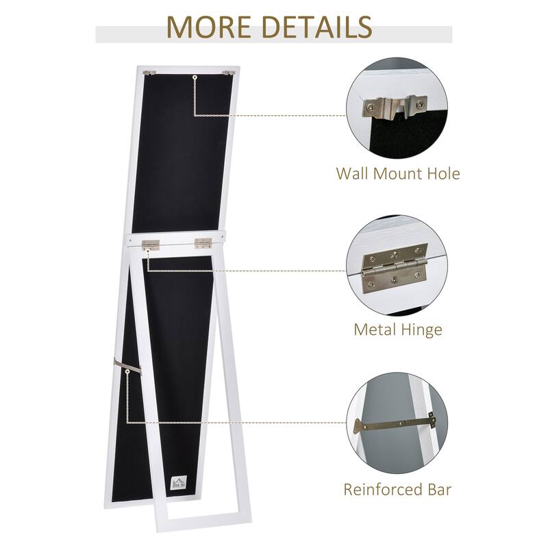 HOMCOM Full Length Mirror Floor Standing or Wall-Mounted, Rectangle Dressing Mirror for Bedroom, Living Room, White