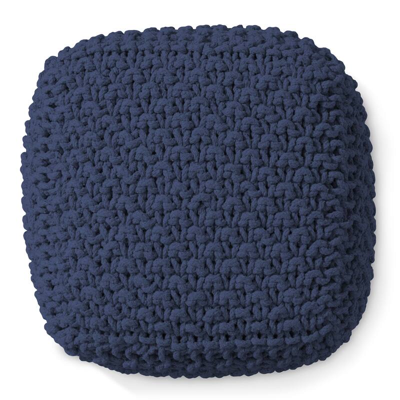 Cotton Pouf Ottomans Knit Foot Stool Pouffes for Living Room