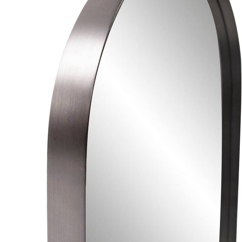 Allan Andrews Stainless Steel Framed Capsule Wall Mirror - 40"H x 17.75"W