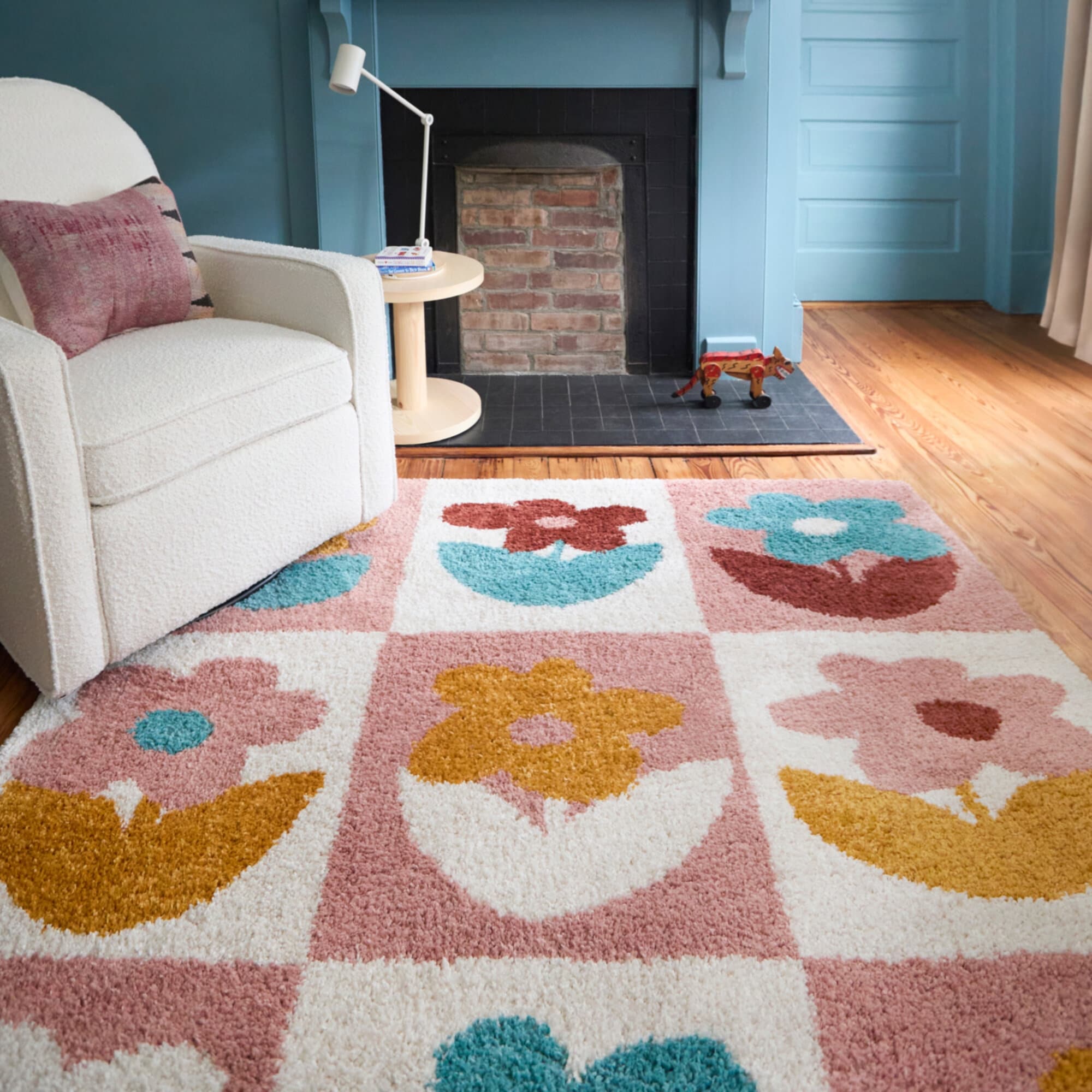 Poppy Kids Floral Colorblock Area Rug